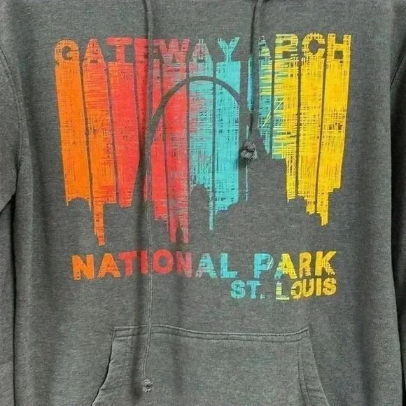 Destination Sweatshirt Hooded W/Kangaroo Pockets Gateway National Park St. Louis - Picture 4 of 6